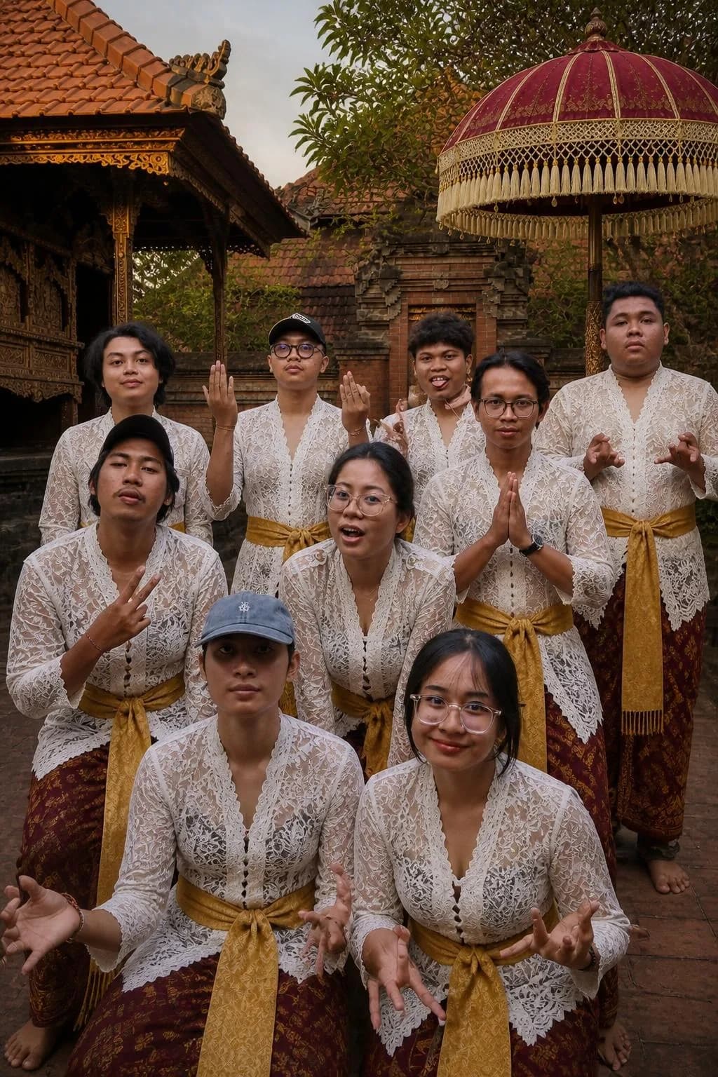 Foto grup dengan busana adat Bali